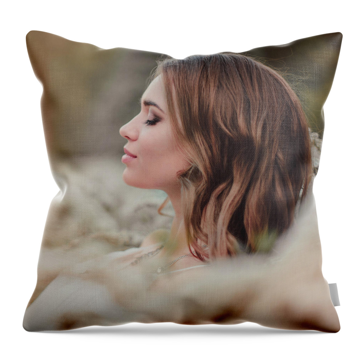 Russian Artists New Wave Throw Pillow featuring the photograph Spring Nymph by Vit Nasonov