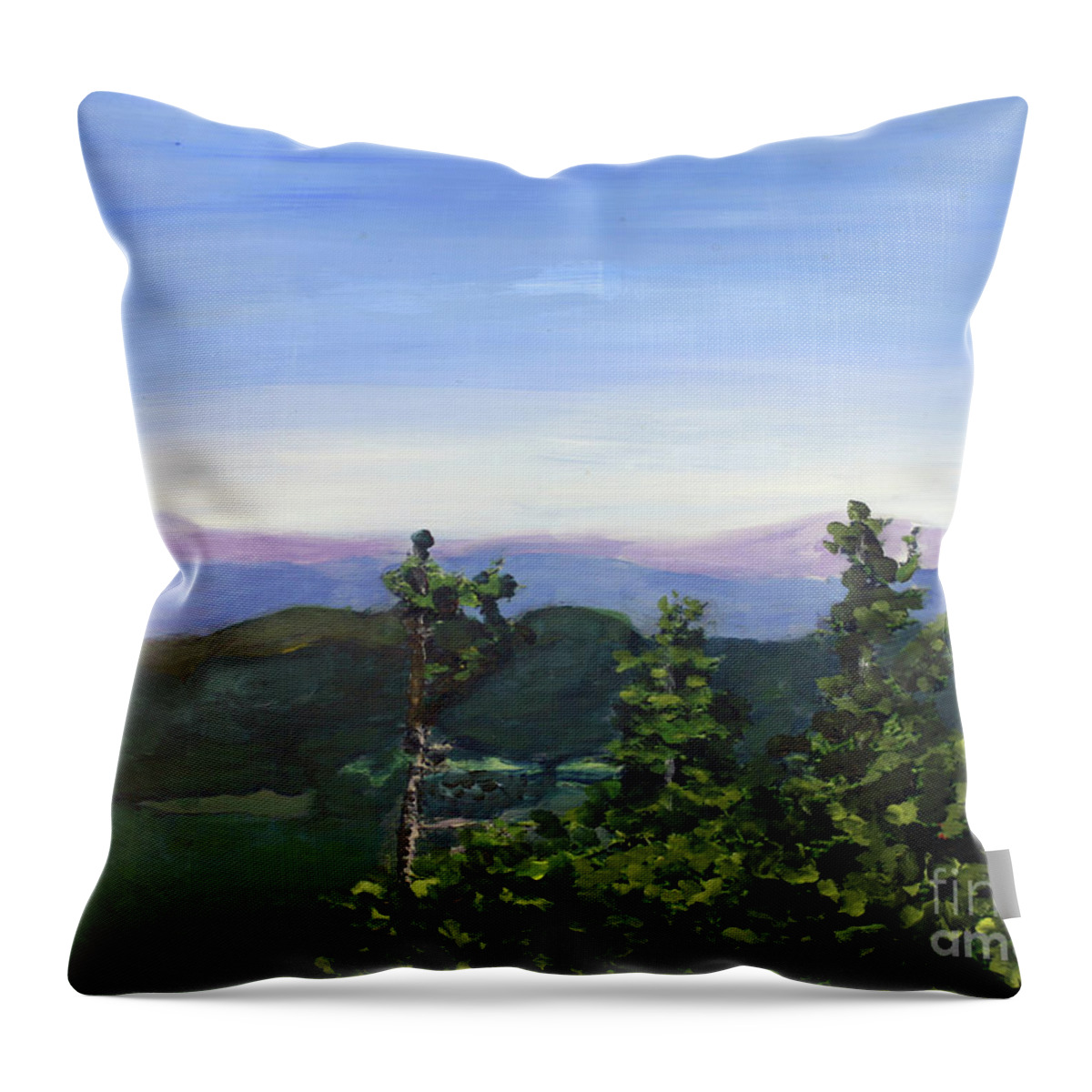 America Throw Pillow featuring the painting Spring On Top of Jay Peak by Donna Walsh