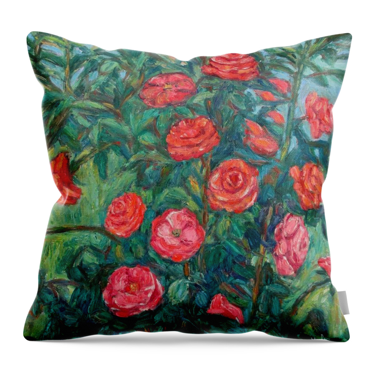 Rose Throw Pillow featuring the painting Spring Roses by Kendall Kessler