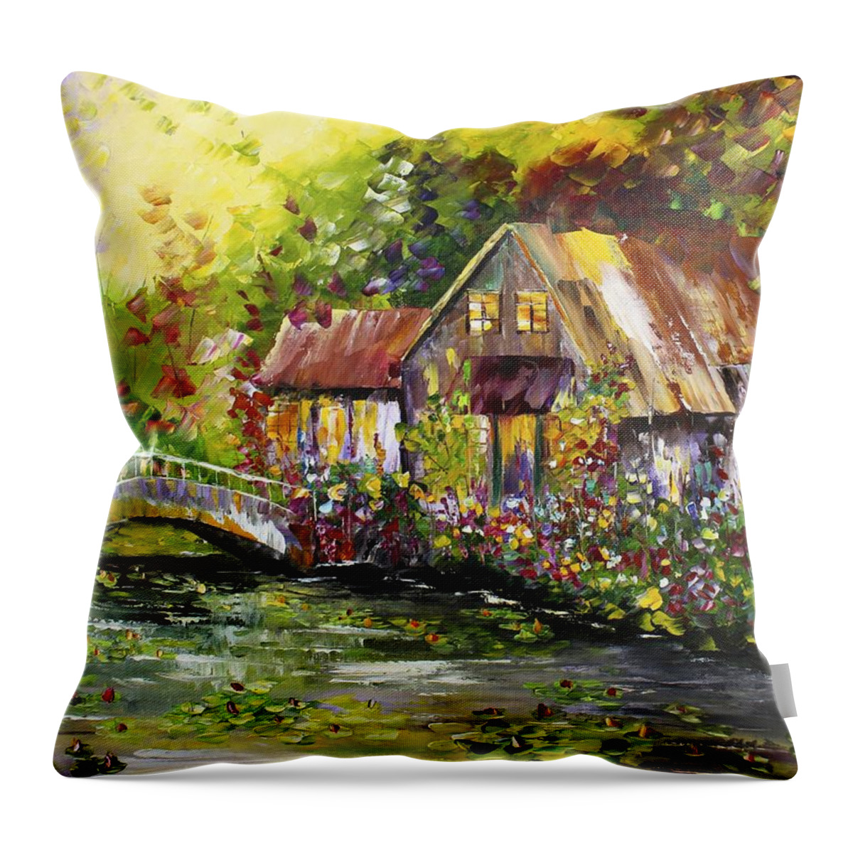 Waterfall Throw Pillow featuring the painting Spring Time by Kevin Brown