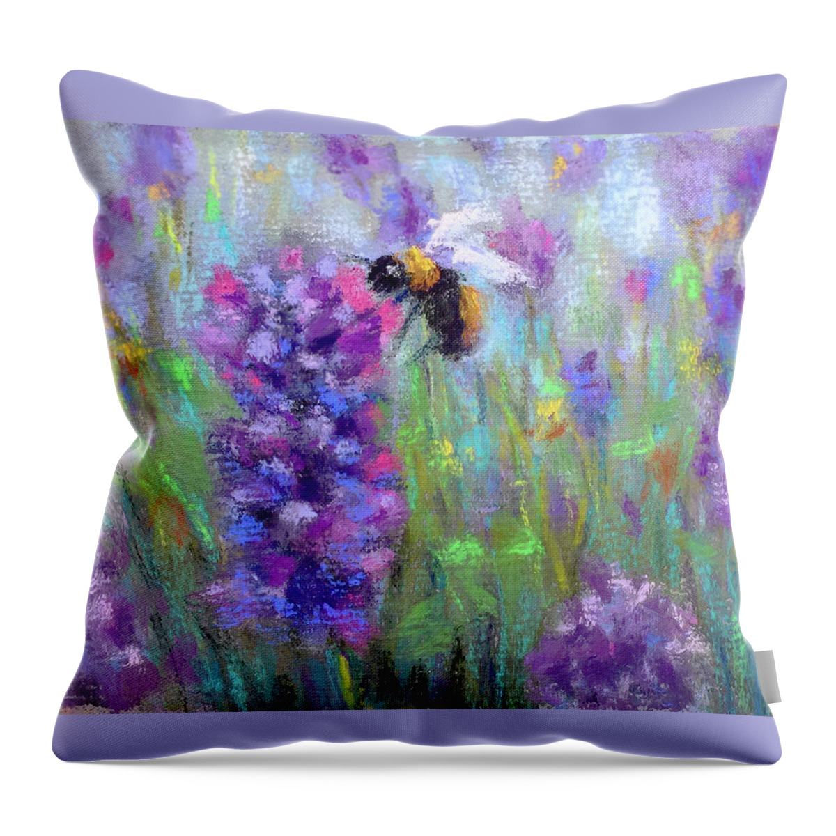 Bee Throw Pillow featuring the painting Spring's Treat by Susan Jenkins