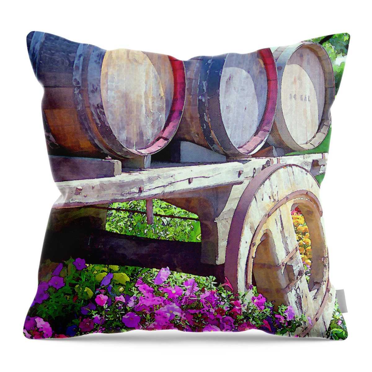V Sattui Winery Throw Pillow featuring the digital art Springtime at V Sattui Winery St Helena California by Michelle Constantine
