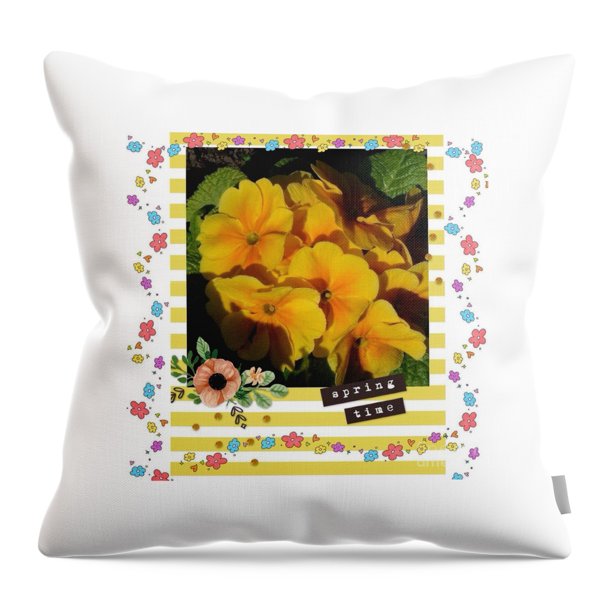 Primroses Throw Pillow featuring the photograph Springtime Primroses 2 by Joan-Violet Stretch