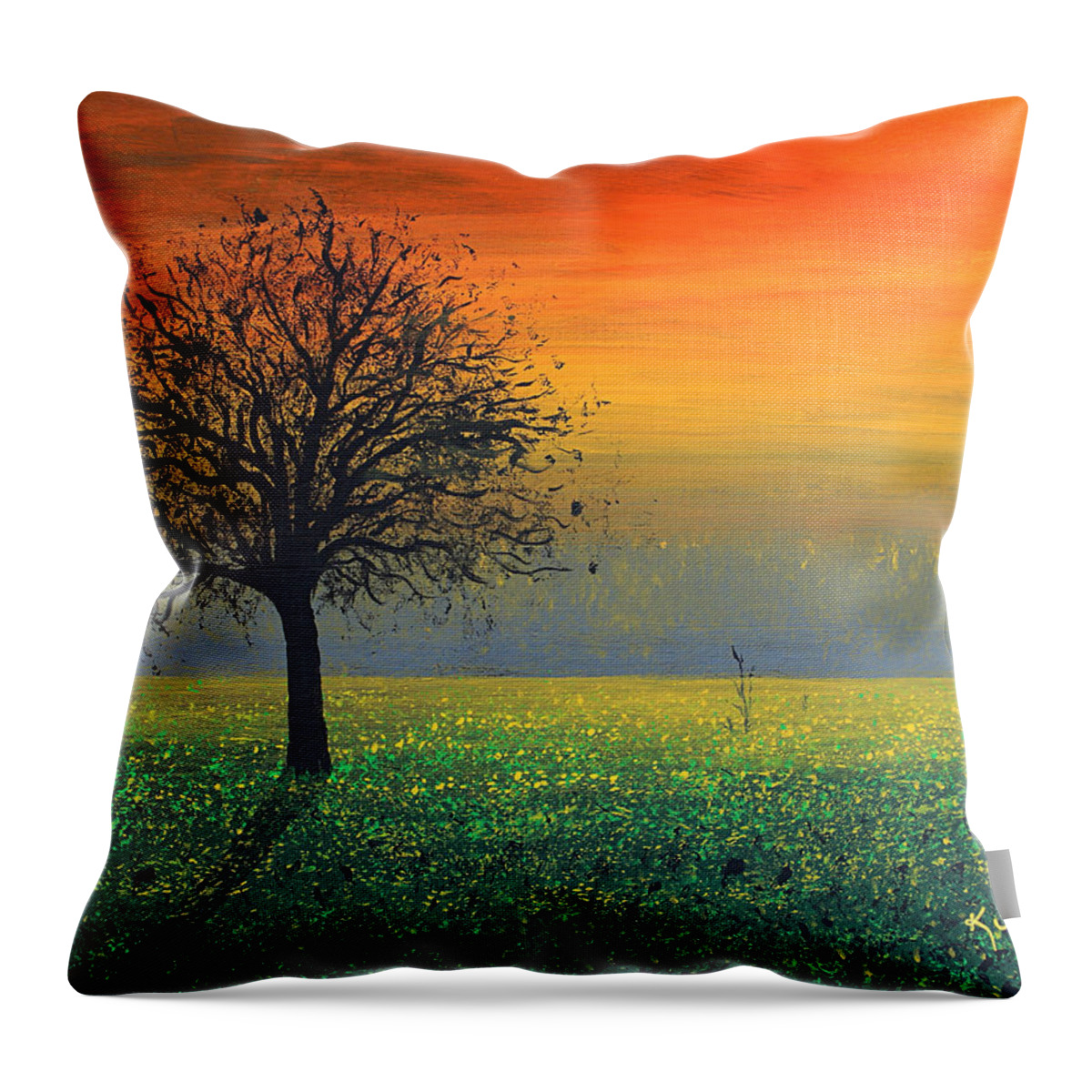 Sprinkles Of The Evening Sun Throw Pillow featuring the painting Sprinkles of the Evening Sun by Kume Bryant
