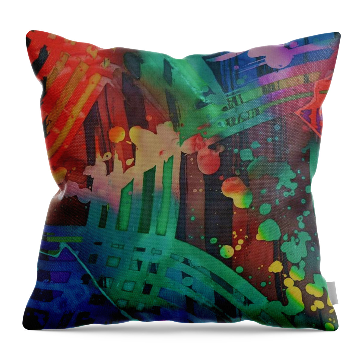 Abstract Throw Pillow featuring the painting Squares And Other Shapes 2 by Barbara Pease