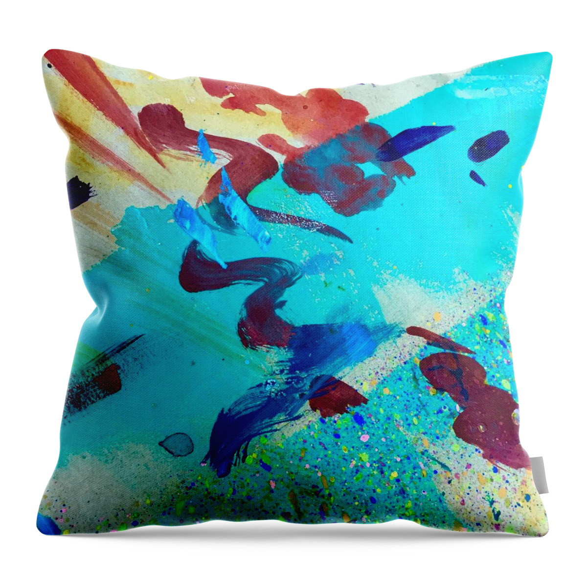 Abstract Throw Pillow featuring the painting Squiggles And stripes by Darice Machel McGuire