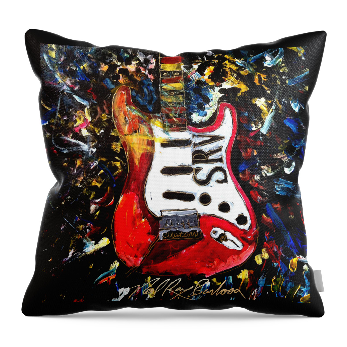 Srv Throw Pillow featuring the painting SRV strat by Neal Barbosa