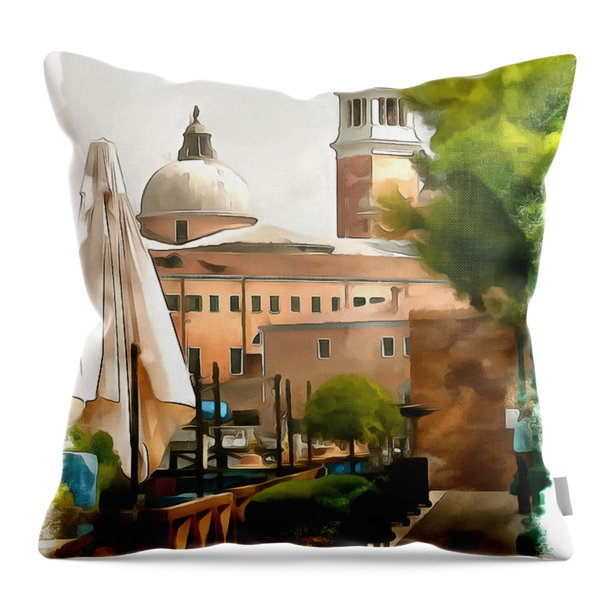 Venice Throw Pillow featuring the painting SS Giorgio Maggiore from Giudecca by Jack Torcello