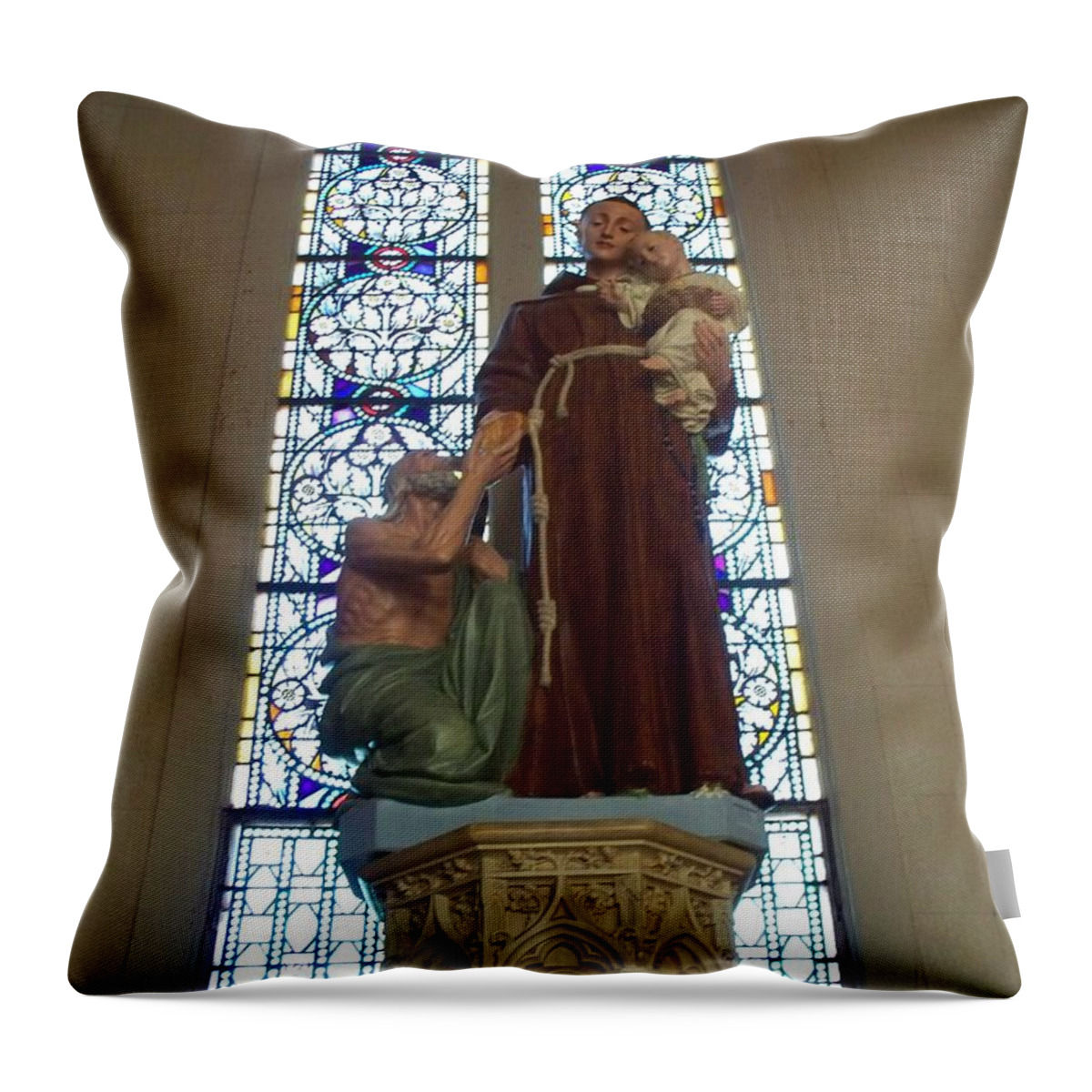 St. Anthony And The Beggar Throw Pillow featuring the photograph St. Anthony and the Beggar by Seaux-N-Seau Soileau
