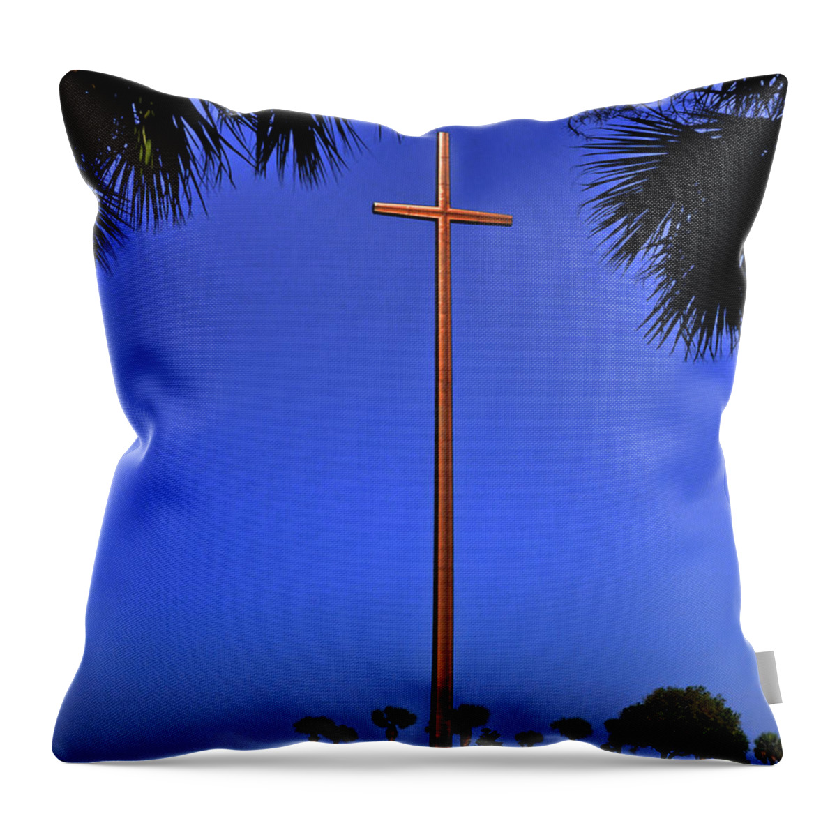 St Augustine Throw Pillow featuring the photograph St Augustine Memorial Cross 011 by George Bostian