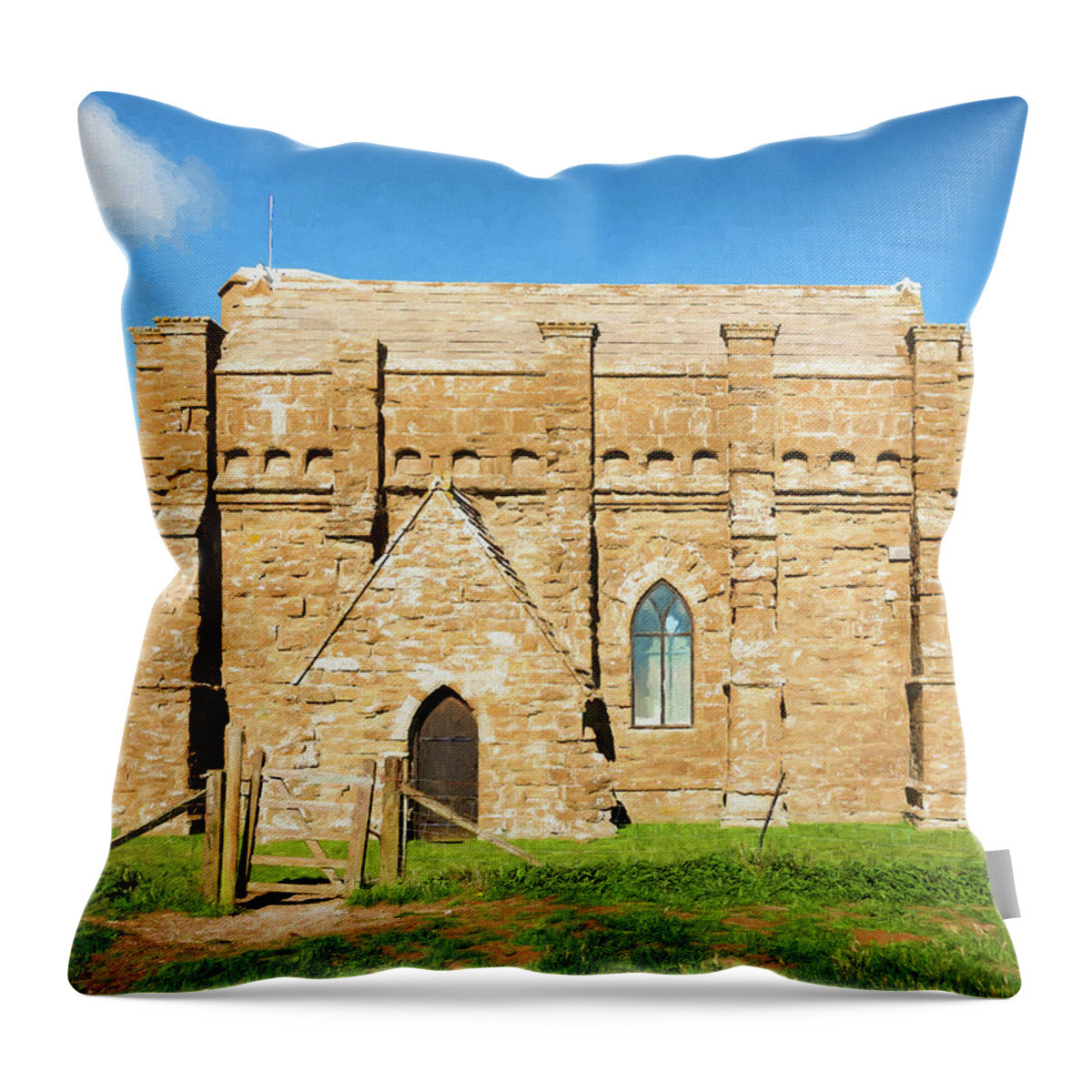 St.catherine's Chapel Throw Pillow featuring the digital art St Catherines Chapel view 2 by Roy Pedersen