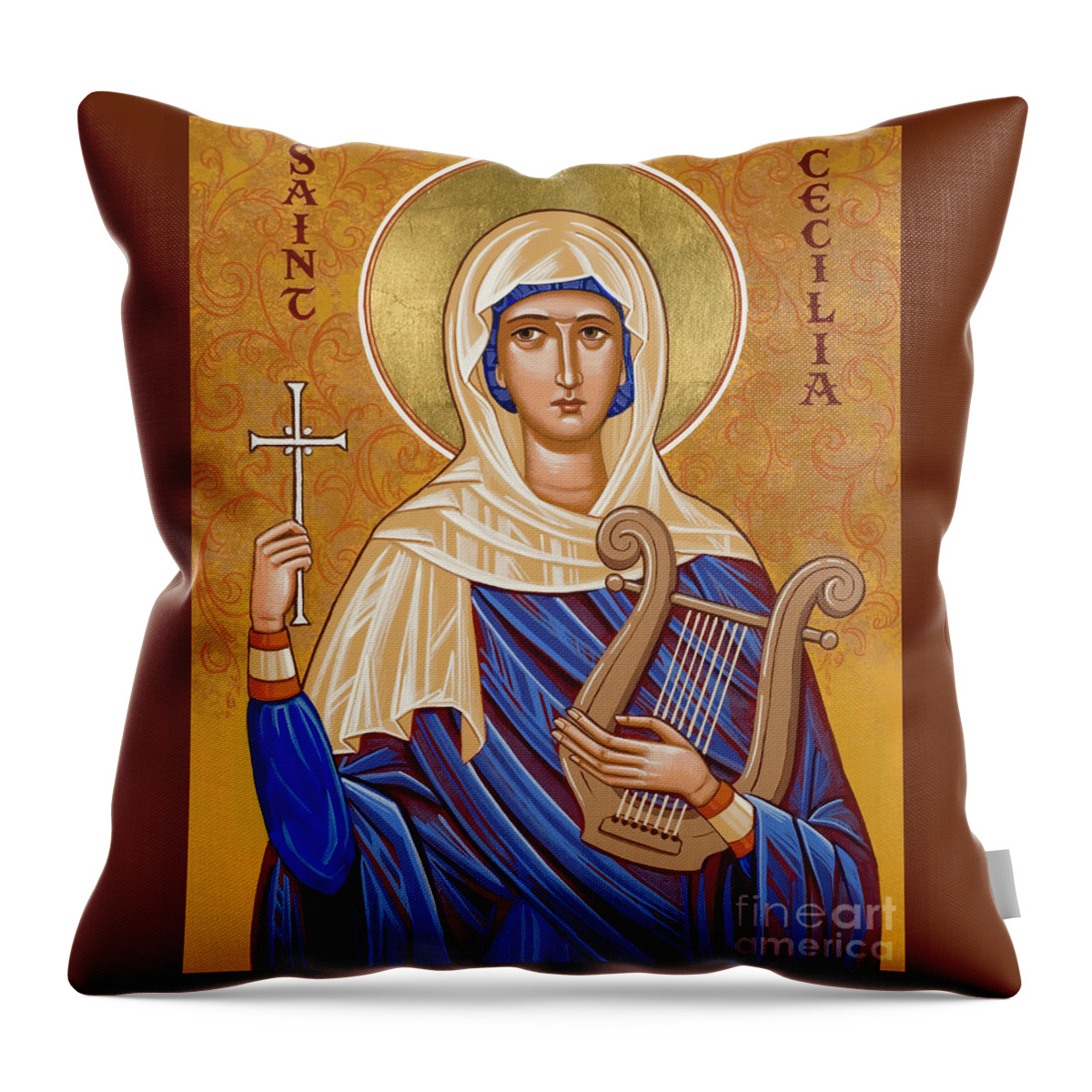 St. Cecilia Throw Pillow featuring the painting St. Cecilia - JCCLI by Joan Cole