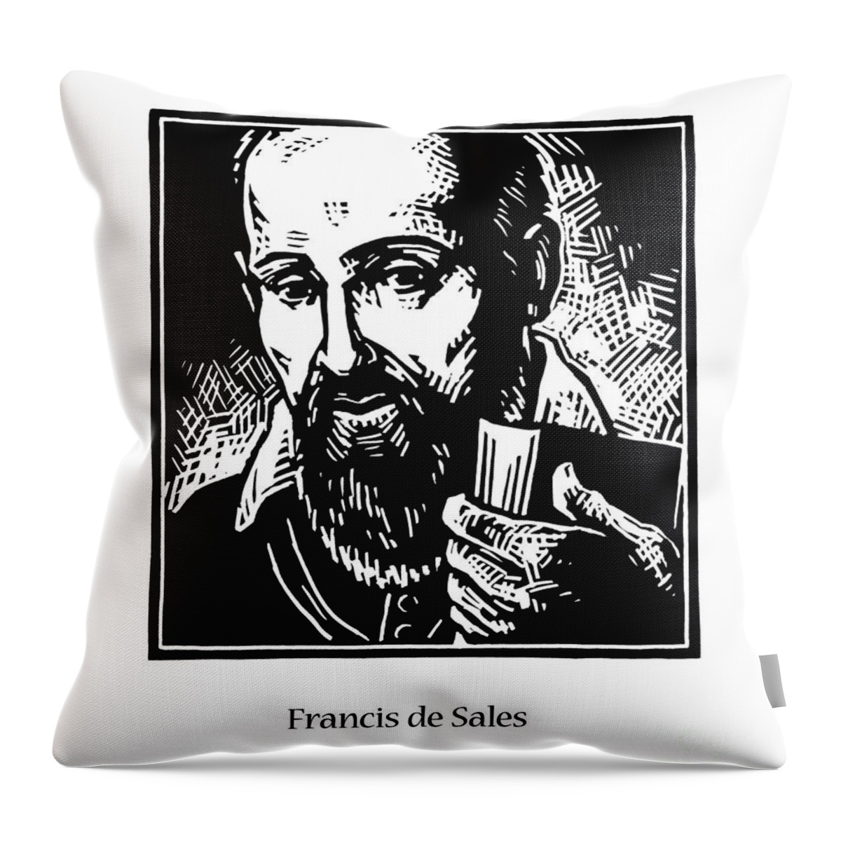 St. Francis De Sales Throw Pillow featuring the painting St. Francis de Sales - JLFDS by Julie Lonneman