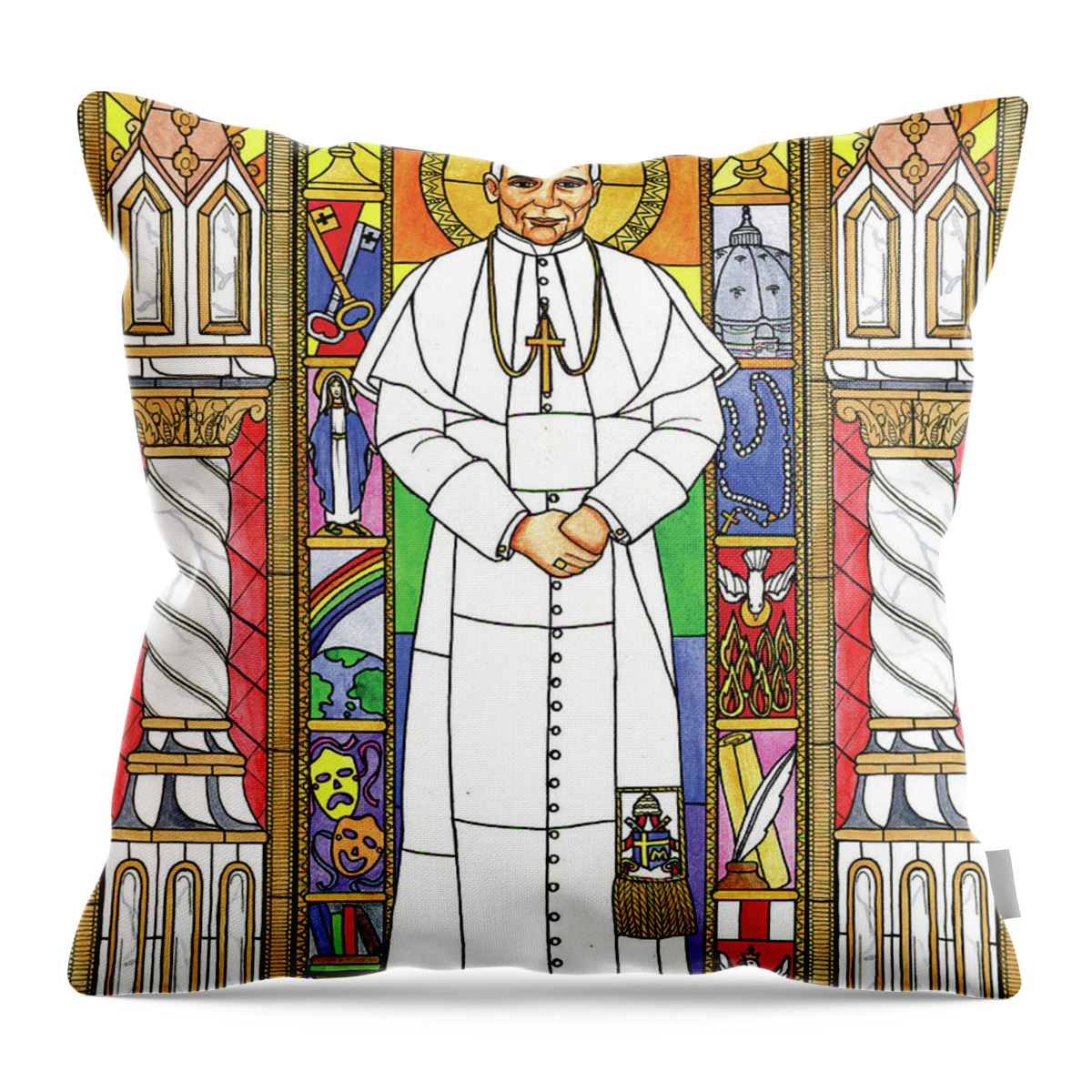 Saint John Paul Ii Throw Pillow featuring the painting St. John Paul II by Brenda Nippert