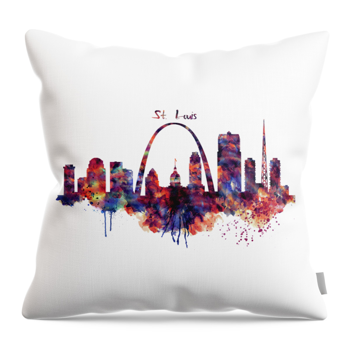 St Louis Throw Pillow featuring the painting St Louis Skyline by Marian Voicu