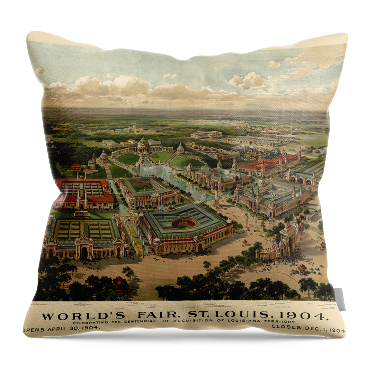 St. Louis Worlds Fair Throw Pillow featuring the photograph St. Louis Worlds Fair 1904 by Andrew Fare