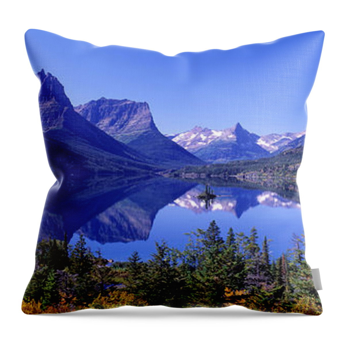 Photography Throw Pillow featuring the photograph St Mary Lake Glacier National Park Mt by Panoramic Images