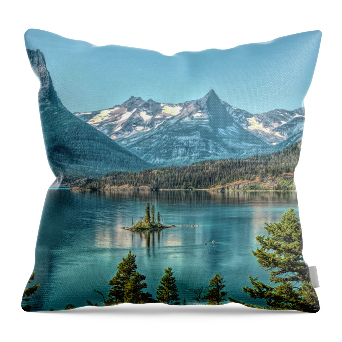 Landscape Throw Pillow featuring the photograph St Mary Lake by John M Bailey
