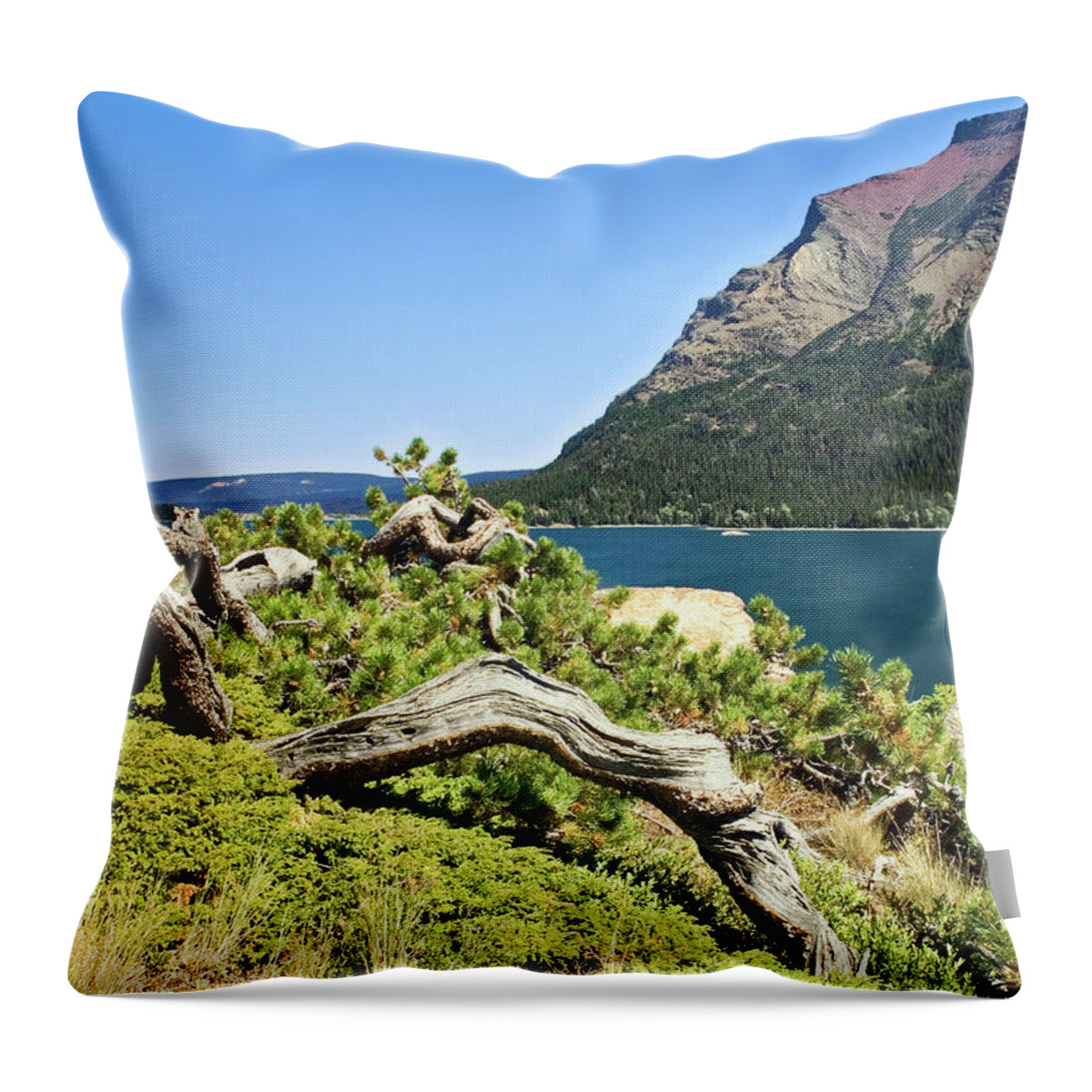 St. Mary Lake Throw Pillow featuring the photograph St. Mary Lake by Sally Weigand