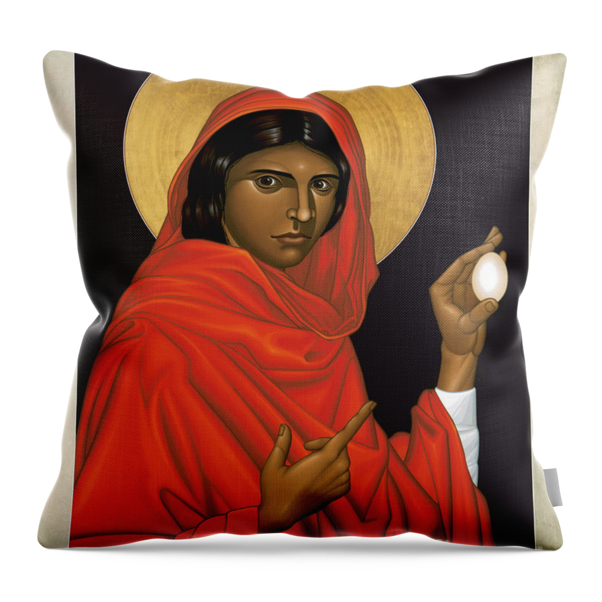 St. Mary Magdalene Throw Pillow featuring the painting St. Mary Magdalene - RLMAM by Br Robert Lentz OFM