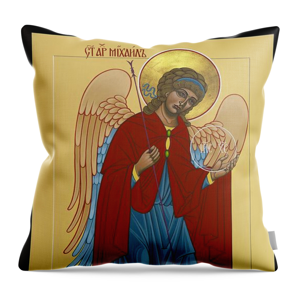  Throw Pillow featuring the painting St Michael the Archangel by William Hart McNichols