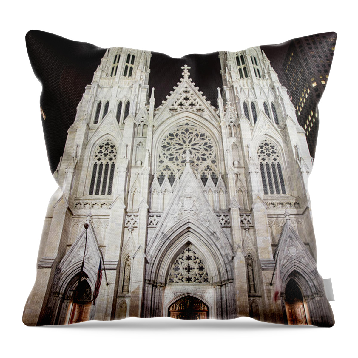 Nyc Throw Pillow featuring the photograph St Patrick Cathedral NYC Morning by John McGraw