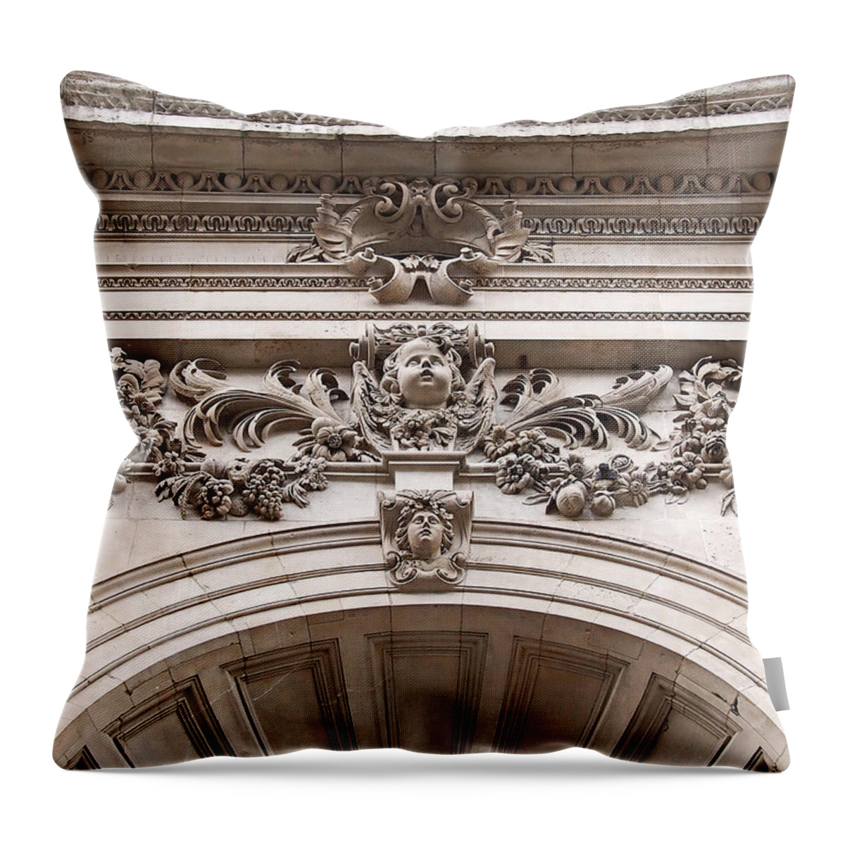 St Pauls Cathedral Throw Pillow featuring the photograph St Paul's Cathedral - Stone Carvings by Rona Black