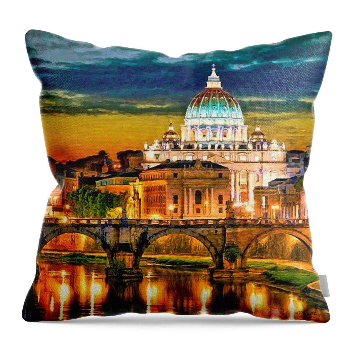 Catholic Throw Pillow featuring the painting St. Peter's Basilica Nbr 5 by Will Barger
