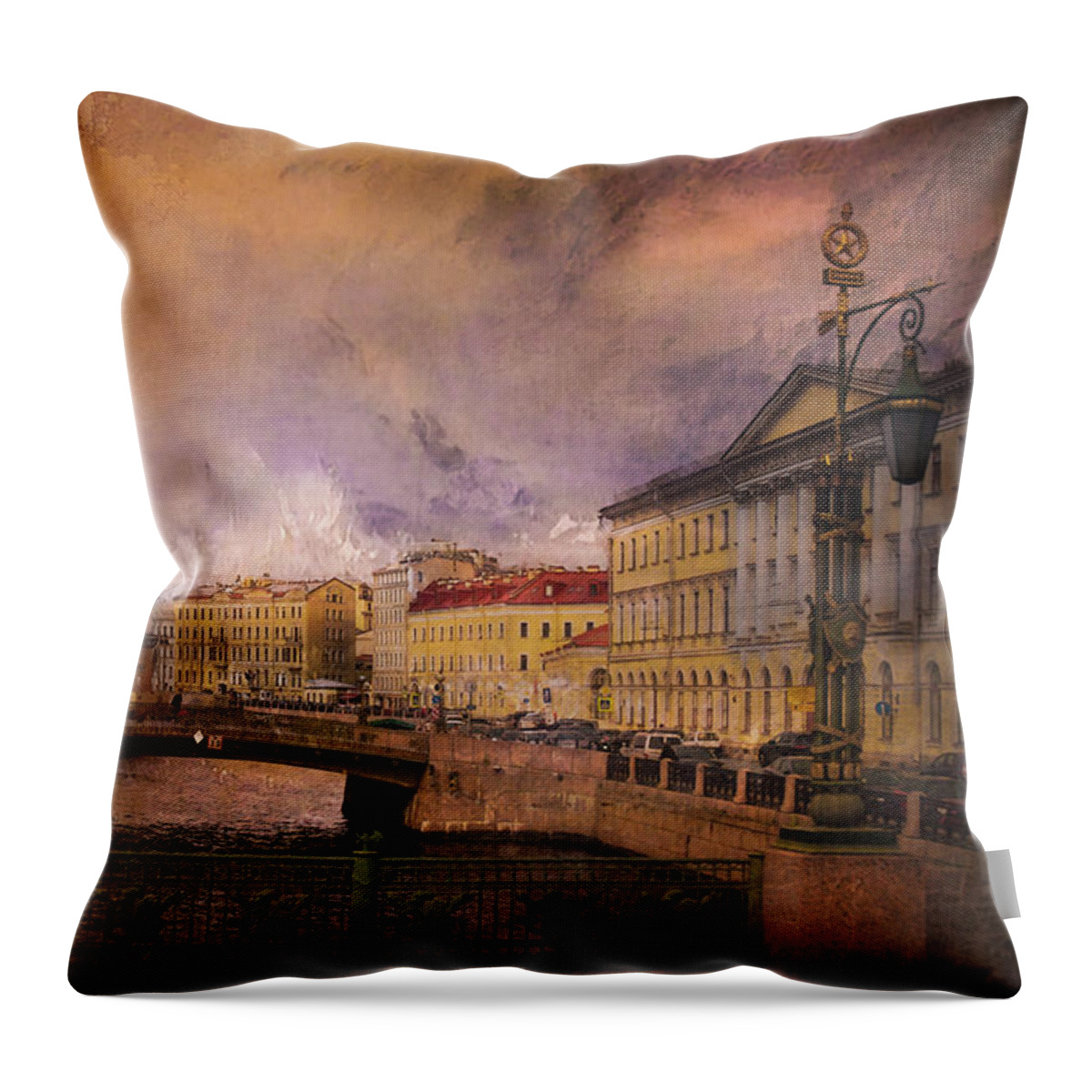 Russia Throw Pillow featuring the photograph St Petersburg canal by Jeff Burgess
