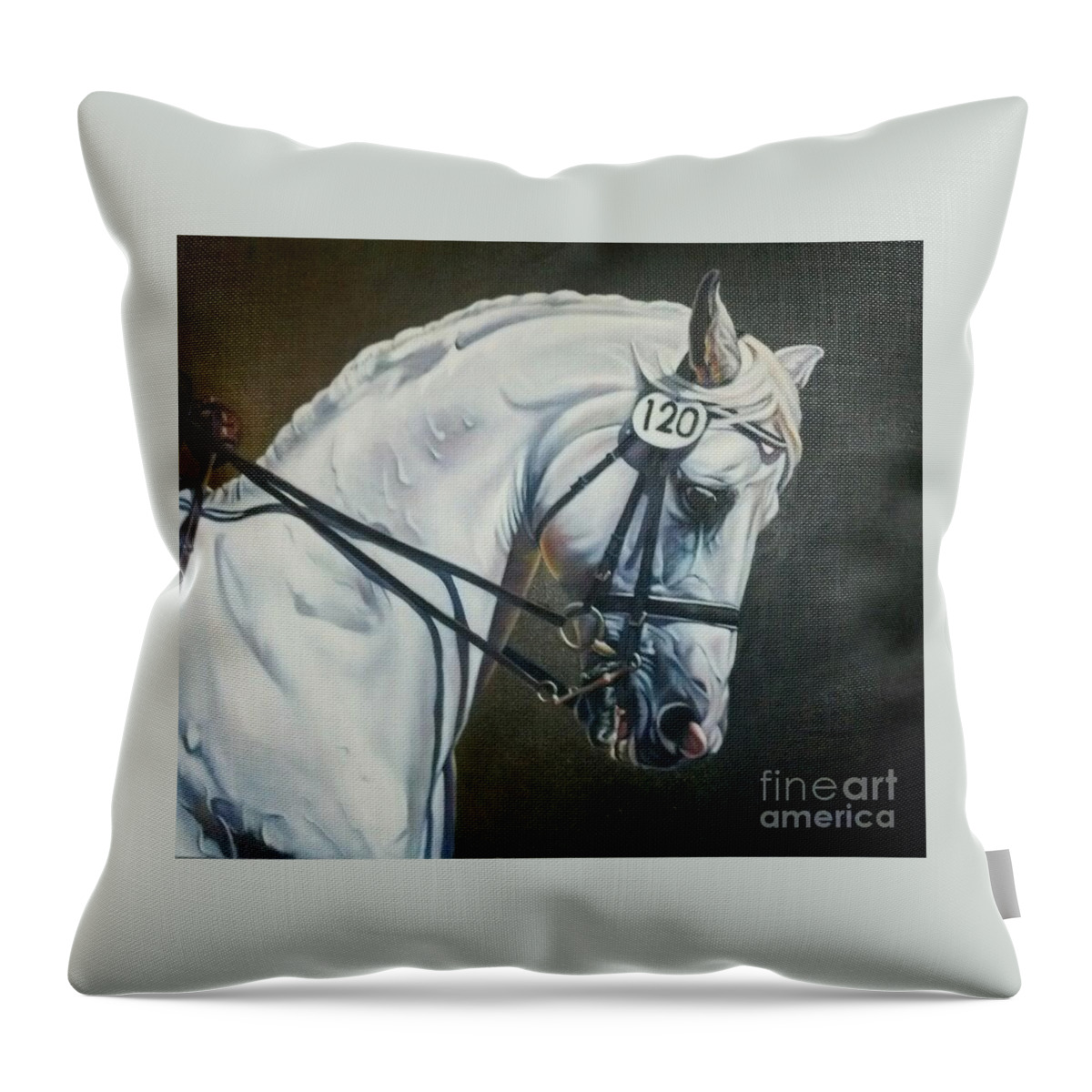 Dressage Throw Pillow featuring the painting St. Tropez by Suzanne Leonard