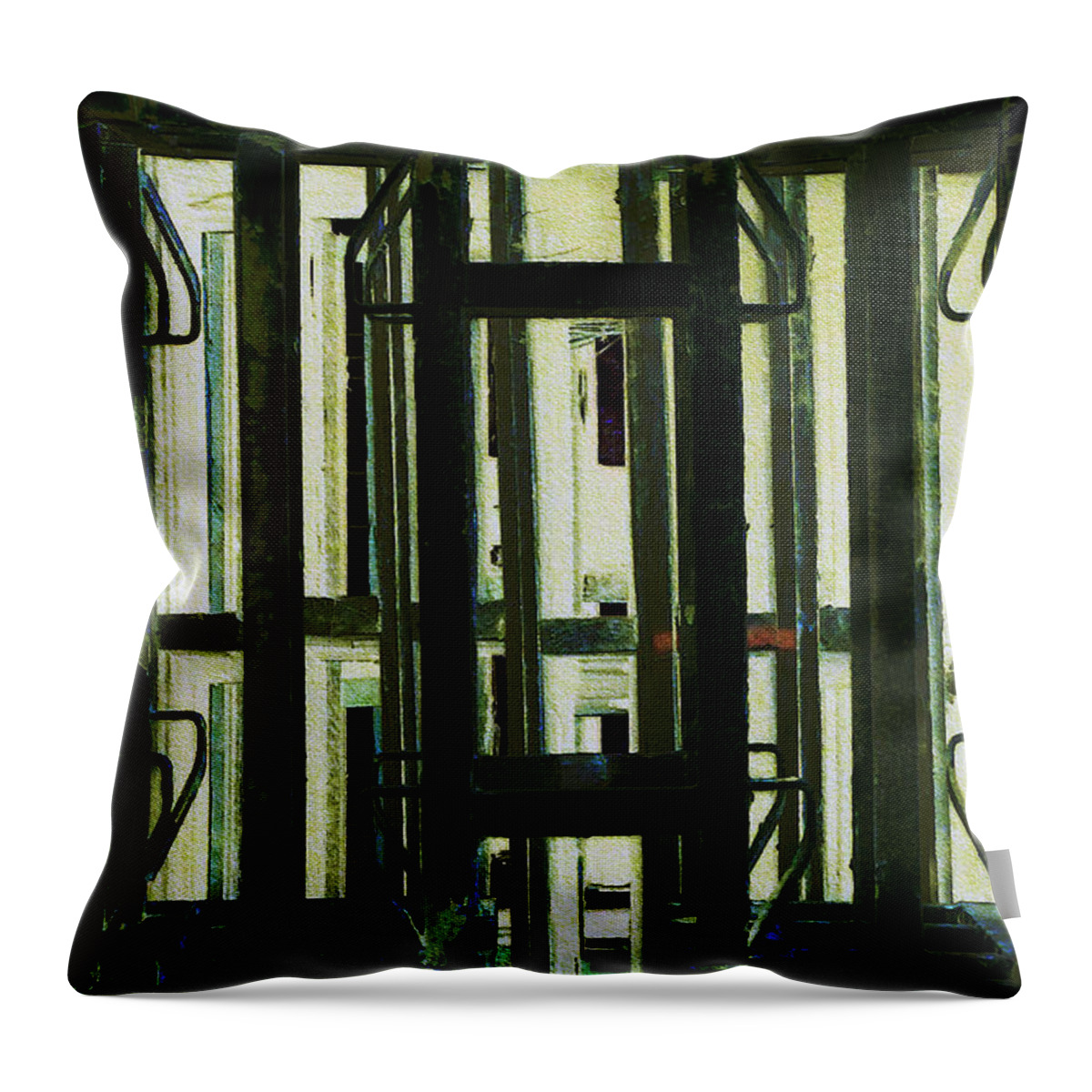 Digital Art Throw Pillow featuring the digital art Stacked Metal Pallets 2 by Kae Cheatham