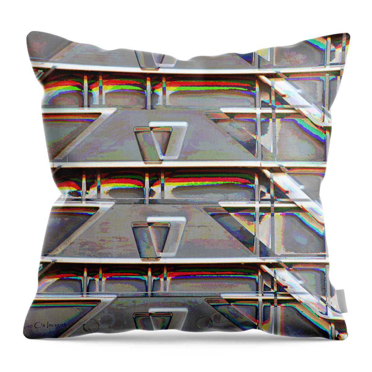 Crates Throw Pillow featuring the digital art Stacked Storage Crates Abstract by Kae Cheatham