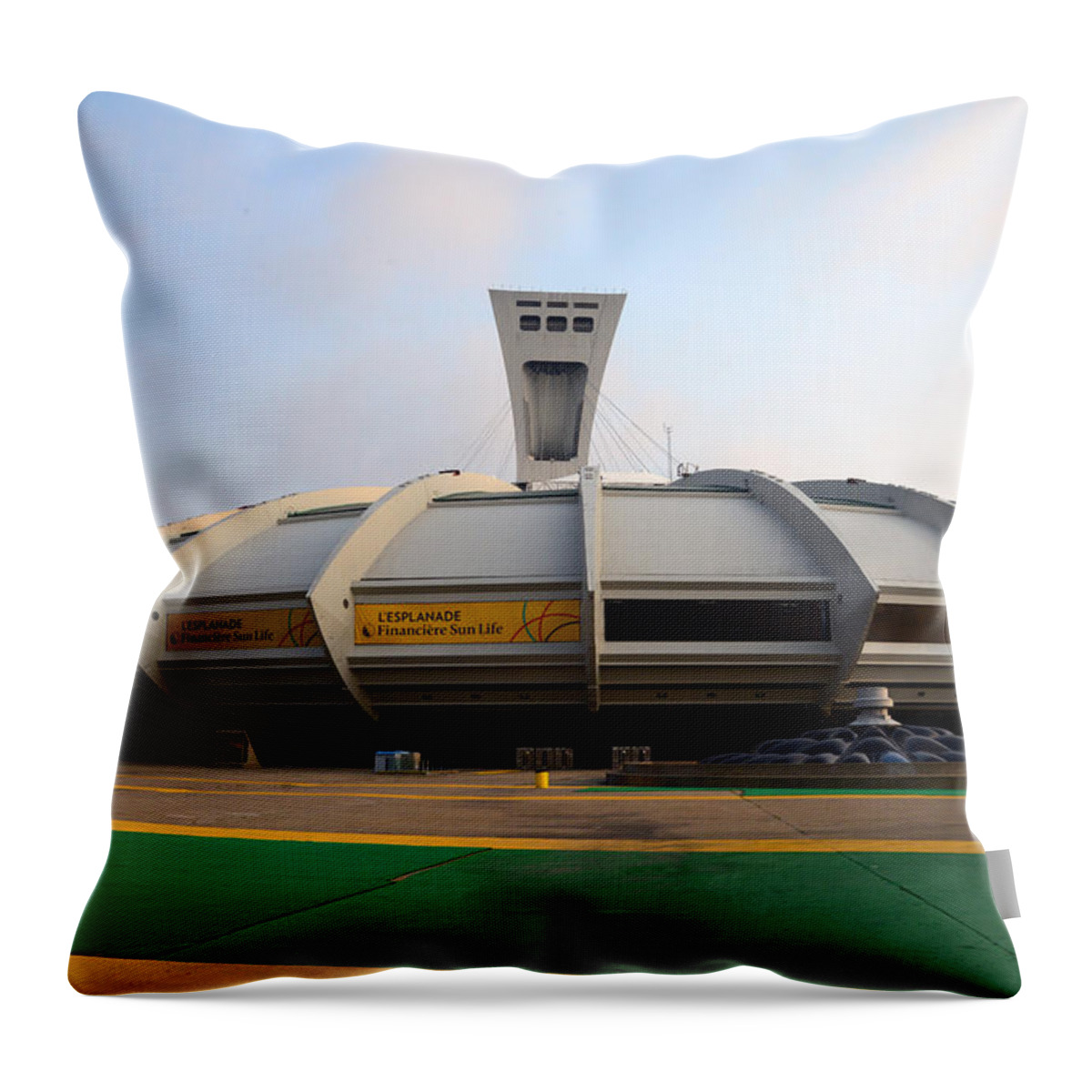 Olympic Throw Pillow featuring the photograph Stade Olympique Mtl by Jean-Marc Robert