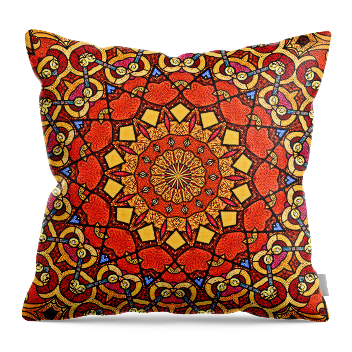 Kaleidoscope Throw Pillow featuring the photograph Stained Glass Kaleidoscope by Anna Louise