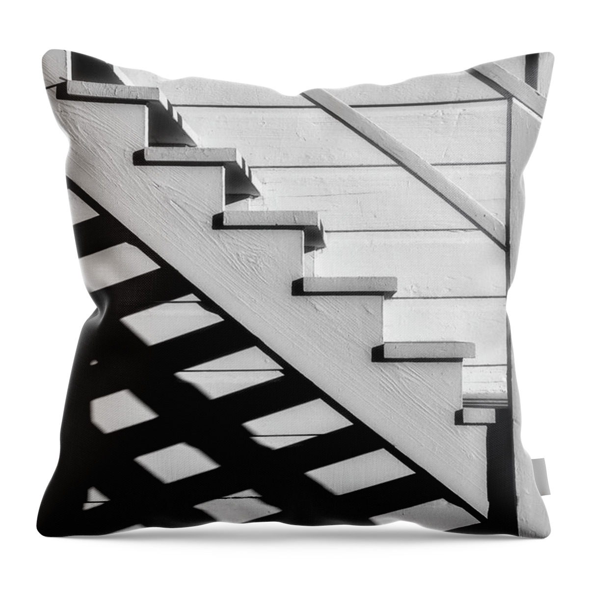 Stairs Throw Pillow featuring the photograph Stairs In Black And White by Garry Gay