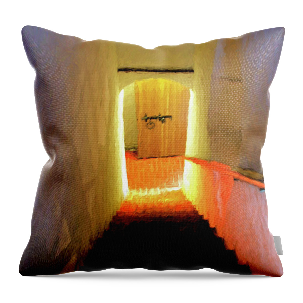 Window Throw Pillow featuring the digital art Stairway - 2 by OLena Art by Lena Owens - Vibrant DESIGN