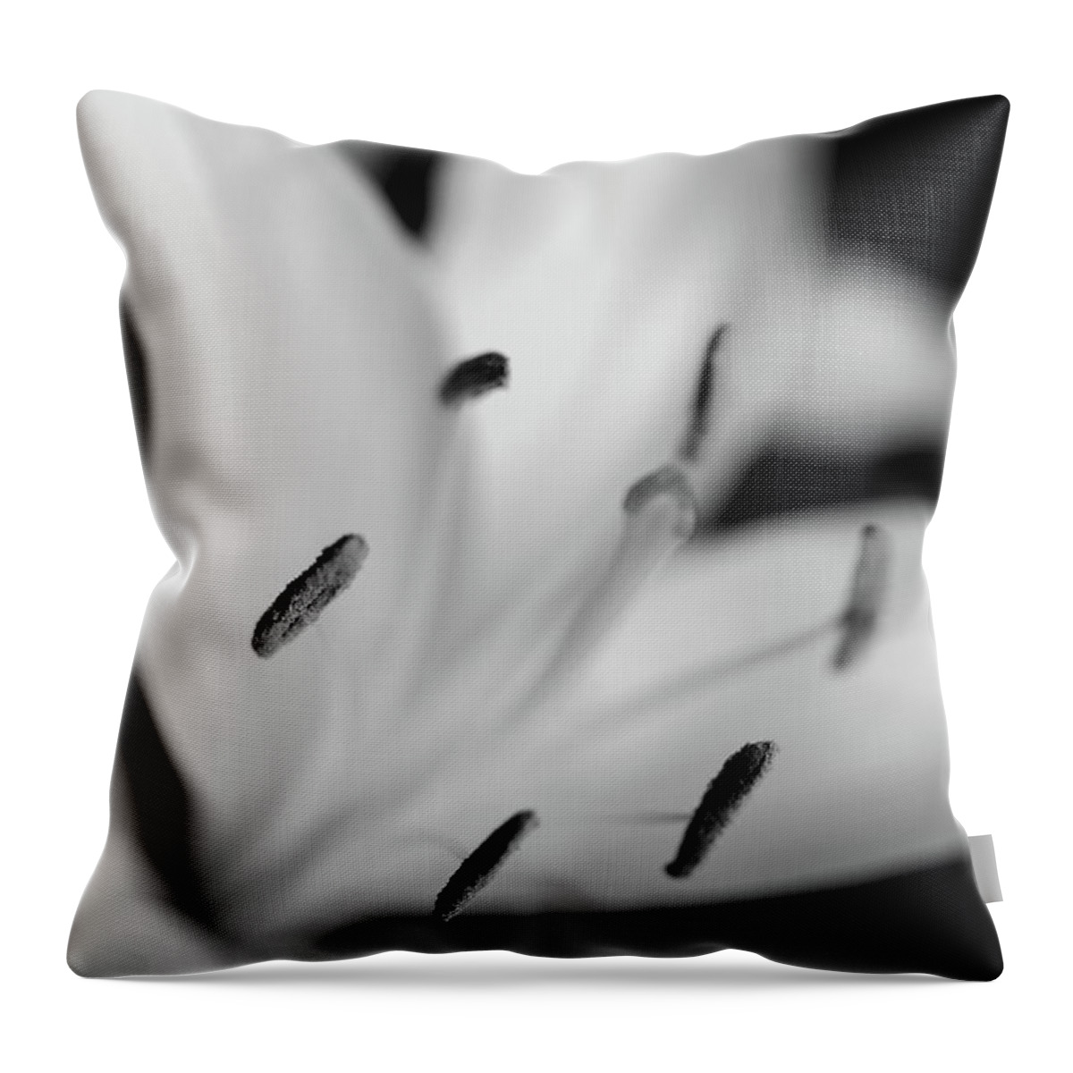 Stamens Monochrome Flower Throw Pillow featuring the photograph Stamens by Ian Sanders