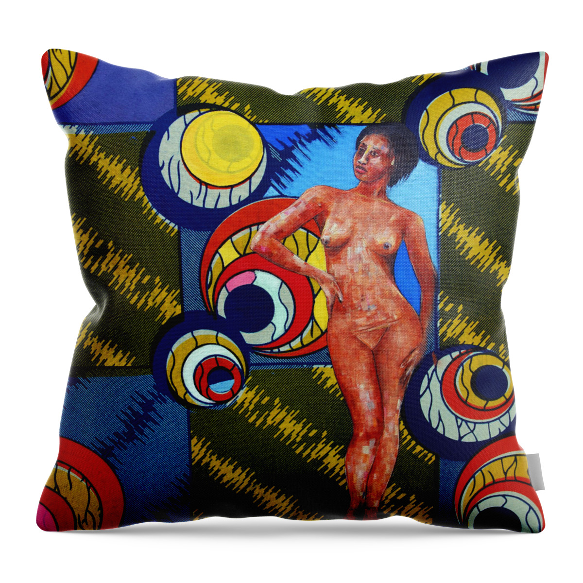 Ronex Art Throw Pillow featuring the painting Standing Nude 2 by Ronex Ahimbisibwe