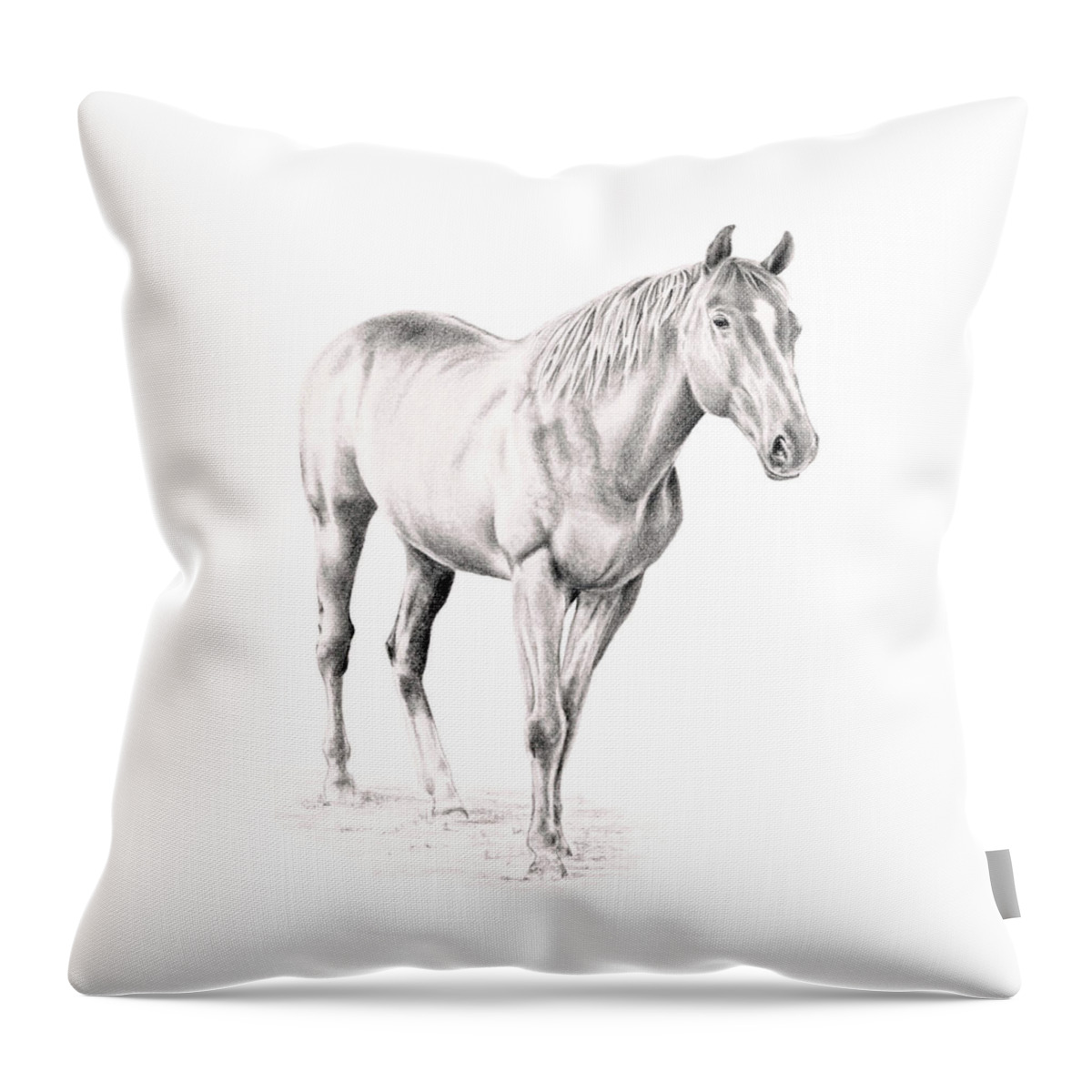 Horse Throw Pillow featuring the drawing Standing Racehorse by Elizabeth Lock