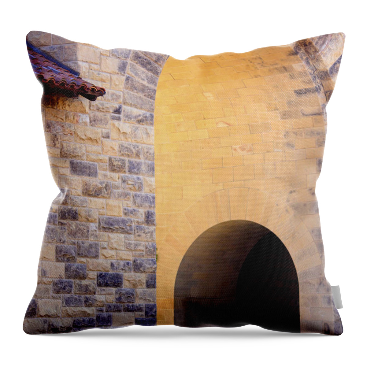 Stanford University Throw Pillow featuring the photograph Stanford Arches by Linda Dunn