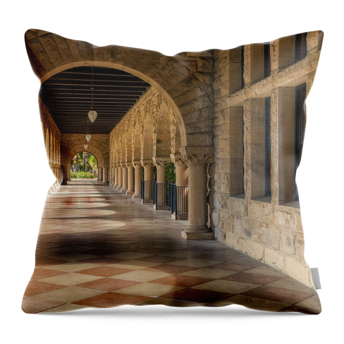 City Throw Pillow featuring the photograph Stanford Hall by Jonathan Nguyen