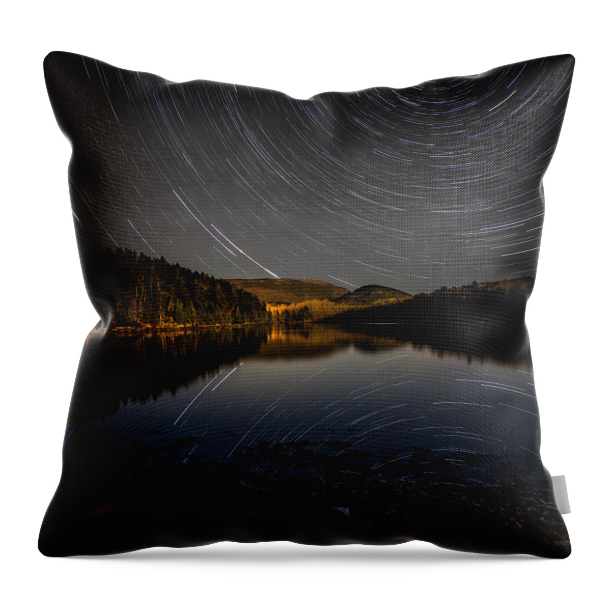 Night Throw Pillow featuring the photograph Star Trails Over Cadillac and Dorr by Brent L Ander