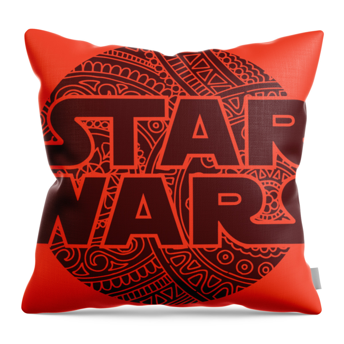Star Wars Throw Pillow featuring the mixed media Star Wars Art - Logo - Red 02 by Studio Grafiikka