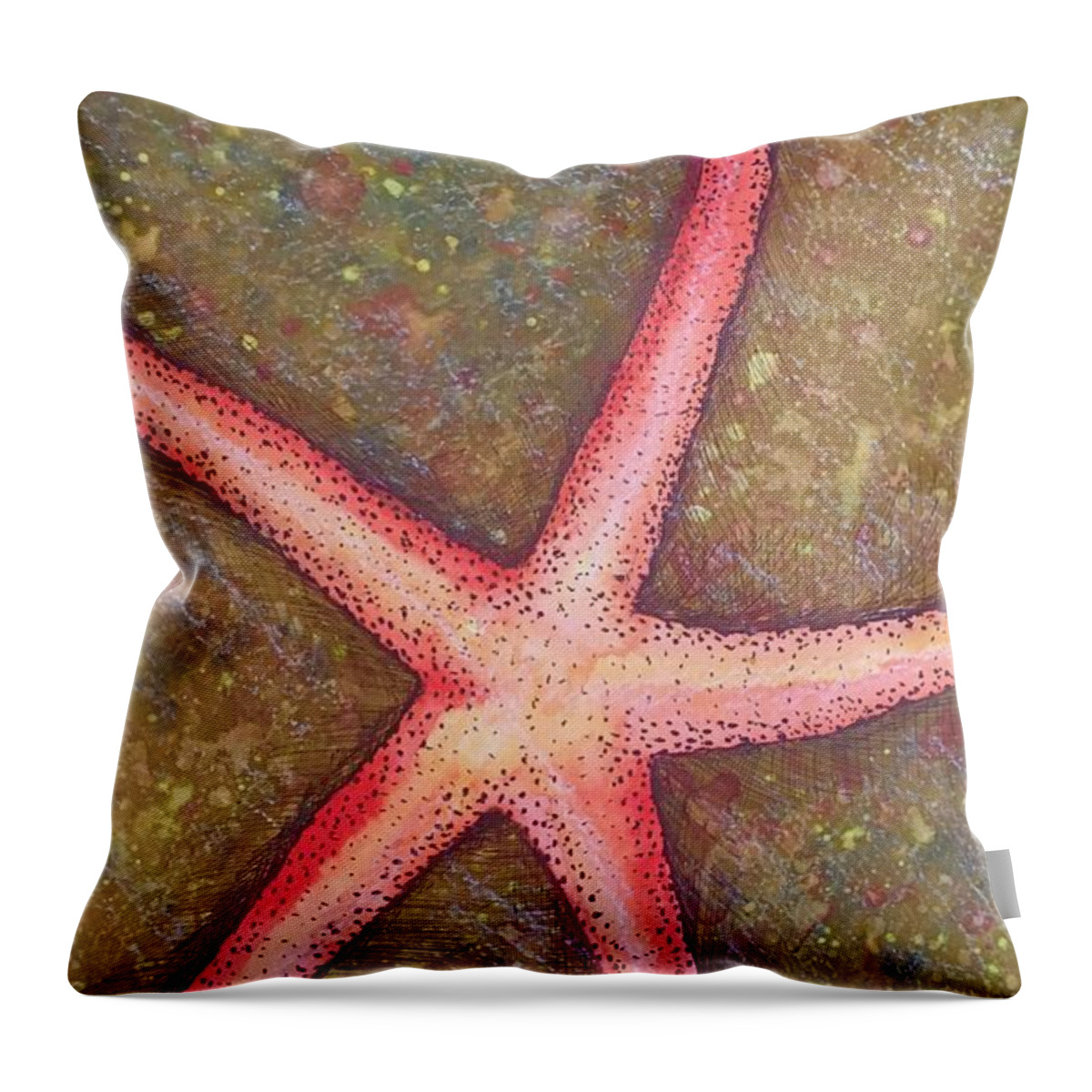 Starfish Throw Pillow featuring the painting Starfish by Mastiff Studios