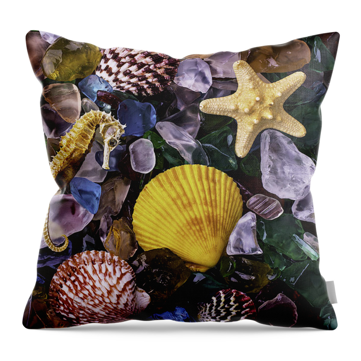 Colorfull Throw Pillow featuring the photograph Starfish And Sea Horse by Garry Gay