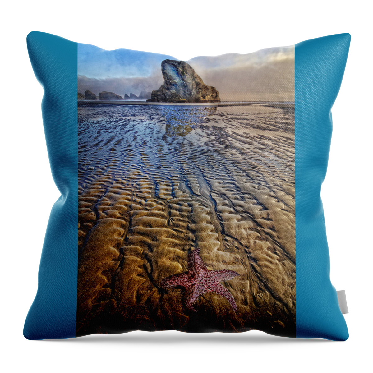 Animals Throw Pillow featuring the photograph Starfish at Low Tide by Debra and Dave Vanderlaan