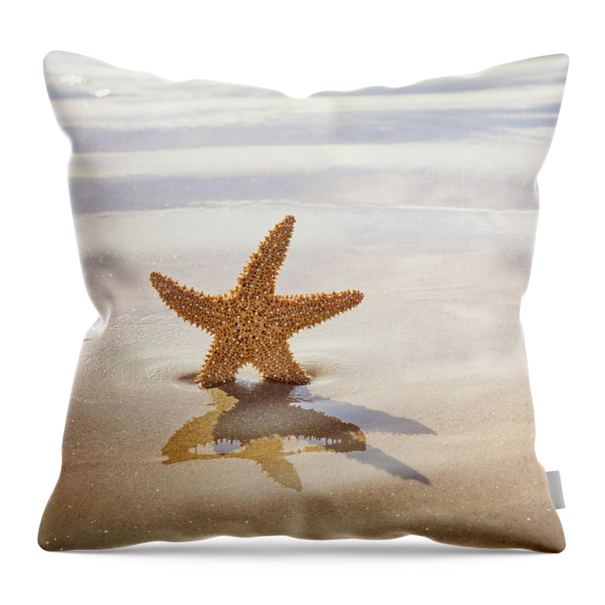 Starfish Throw Pillow featuring the photograph Starfish on the beach by Jane Rix