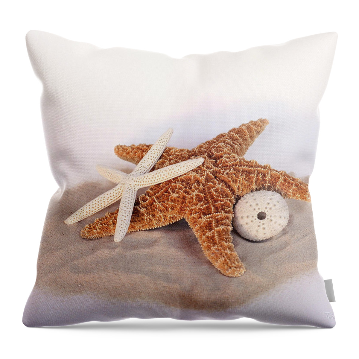 Starfish Throw Pillow featuring the photograph Starfish Still Life by Terri Harper