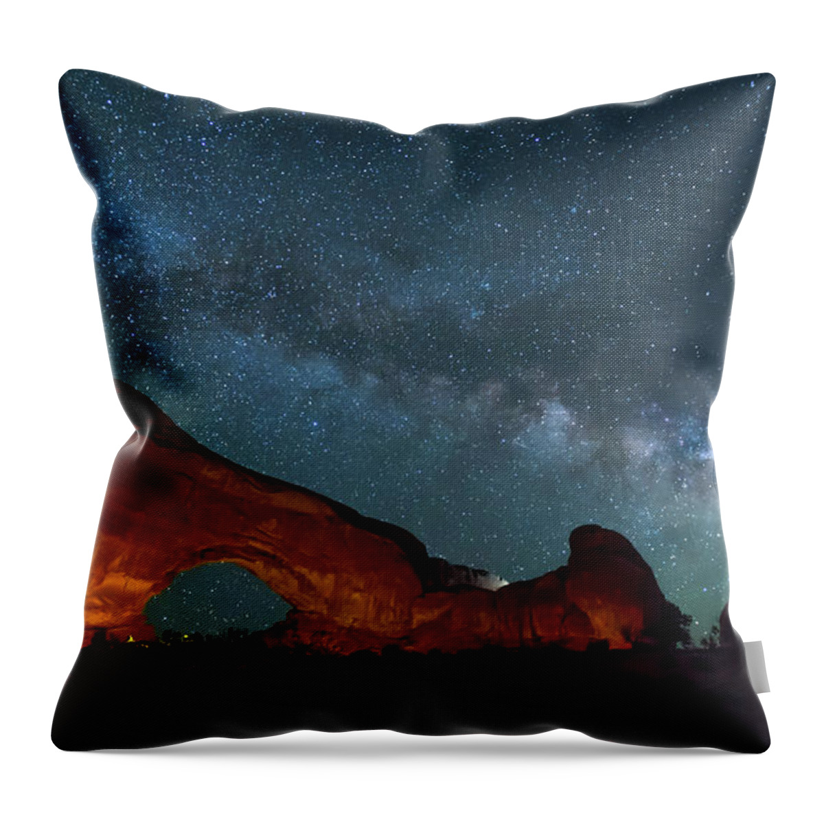 Arches National Park Throw Pillow featuring the photograph Starry Night at North Window Rock by Brenda Jacobs
