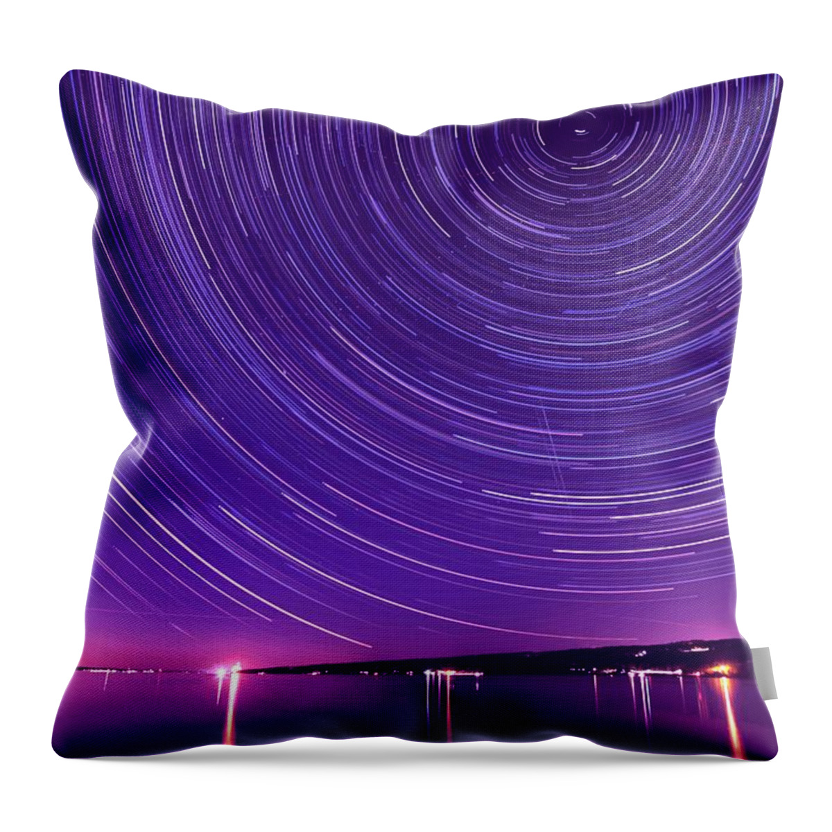 Star Throw Pillow featuring the photograph Starry night of Cayuga Lake by Paul Ge